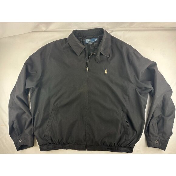 Polo Ralph Lauren Jacket Mens XL Black Bi Swing Windbreaker Full Zip Lined - Picture 1 of 5